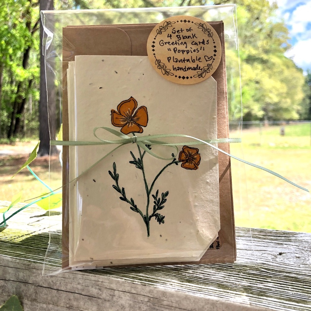 4 Plantable California Poppy greeting cards, plantable stationary set - Picture 8 of 8
